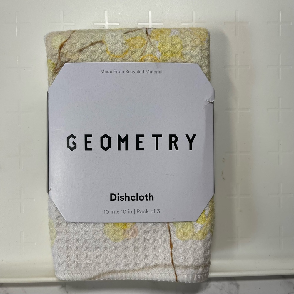 Geometry House Dishcloths, set of 3. NWT, Yellow/Tan design